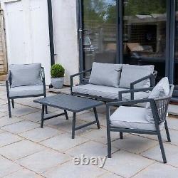 JSH Outdoor Kos Wicker Garden Furniture Patio 4 Seater 4 Piece Sofa Set