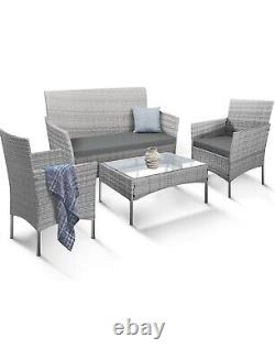 KEPLIN 4-Piece Rattan Garden Furniture Set Outdoor Lounger Sofa