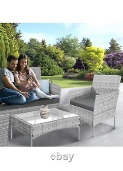 KEPLIN 4-Piece Rattan Garden Furniture Set Outdoor Lounger Sofa