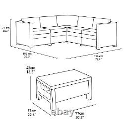 Keter 5 Seater Rattan Lounge Sofa Set Garden Furniture Patio Corner Outdoor Unit