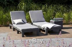 Keter Allibert Rattan Daytona Sun lounger Garden Furniture Grey Or Cream Cushion