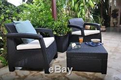 Keter Corfu 2 Seater Balcony Set Plastic Rattan Garden Furniture C Free Deliver