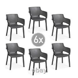 Keter Elisa Outdoor Chair Set of 6 Pieces Graphite Colour Garden Furniture Set