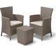 Keter Iowa Garden Furniture Balcony Set Cappuccino With Sand Cushions New