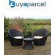 Kingfisher Rattan 3 Piece Egg Bistro Table & Chairs Set Patio Garden Furniture