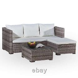 L Shape Rattan Furniture Sofa Set Garden Lounger Coffee Table Chair 3 Piece New