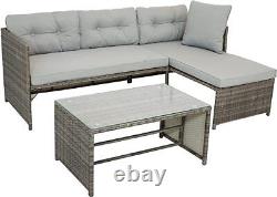 L-Shape Rattan Garden Sofa Set Corner Furniture 3-Seater Outdoor Conservatory