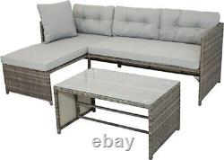 L Shape Rattan Sofa Set of Corner Garden Furniture Outdoor LoungerTable Cushions