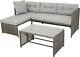 L Shape Rattan Sofa Set Of Corner Garden Furniture Outdoor Loungertable Cushions