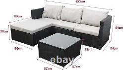 L Shaped Corner Sofa Rattan Garden Couch Furniture Set 4 Seats Outdoor Patio UK