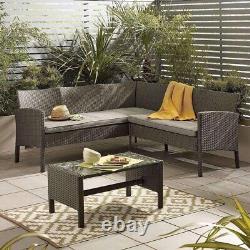 Lakewood Grey Rattan Garden Corner 5 Seater Furniture Sofa Table Lounge Set