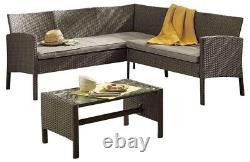 Lakewood Grey Rattan Garden Corner 5 Seater Furniture Sofa Table Lounge Set