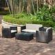Large 4 Piece Rattan Garden Furniture Patio Set Table Chairs Grey/ Black / Brown