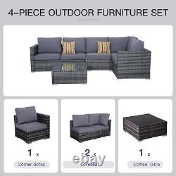 Large 4 Pieces Rattan Sofa Set Chair Coffee Table Garden Wicker Patio Furniture