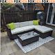 Large 5 Piece Rattan Corner Sofa Set Brown Garden Furniture Patio Table Cushions