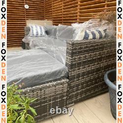 Large 5 Piece Rattan Corner Sofa Set Grey Garden Furniture Patio Table Cushions