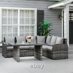 Large Garden Rattan Dining Set Corner Sofa Outdoor Furniture Table with Cushions