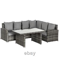 Large Garden Rattan Dining Set Corner Sofa Outdoor Furniture Table with Cushions