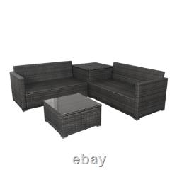 Large Garden Rattan Furniture Set Corner Sofa Table Cushion Storage Box withCover