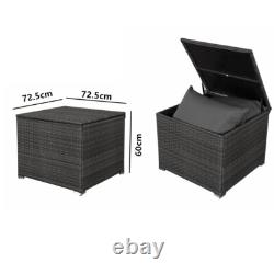 Large Garden Rattan Furniture Set Corner Sofa Table Cushion Storage Box withCover