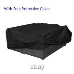 Large Garden Rattan Furniture Set Corner Sofa Table Cushion Storage Box withCover