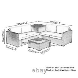 Large Garden Rattan Furniture Set Corner Sofa Table Cushion Storage Box withCover