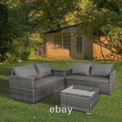 Large Garden Rattan Furniture Set Corner Sofa Table Cushion Storage Box withCover