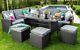 Large Grey Rattan Garden Furniture Dining Set 10 Seater Table Free Cover