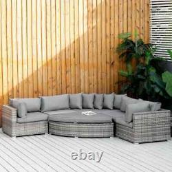 Large Rattan Sofa Set Garden Patio Furniture Wicker Round Corner Chair Cushion