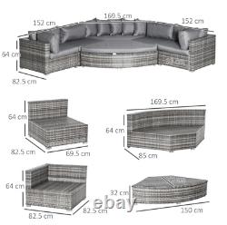 Large Rattan Sofa Set Garden Patio Furniture Wicker Round Corner Chair Cushion