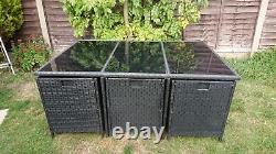 Large rattan cube garden furniture set with 6 chairs