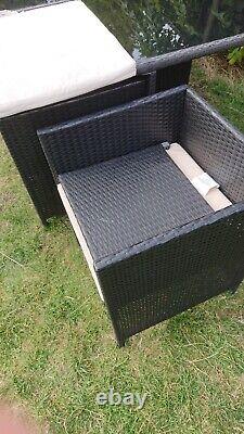 Large rattan cube garden furniture set with 6 chairs