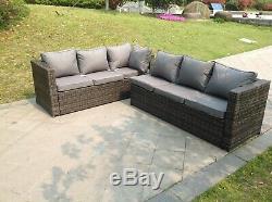Left arm 6 seater rattan corner sofa set coffee table outdoor garden furniture