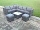 Left Arm 8 Seater Grey Rattan Corner Sofa Set Table Outdoor Garden Furniture