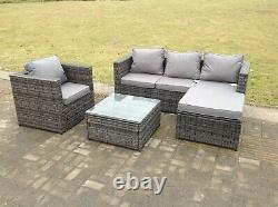 Lounge rattan sofa coffee table set outdoor garden furniture patio grey