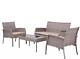 Lucia Grey Rattan Garden Furniture Set 4 Seater Table And 2 Chairs & Bench