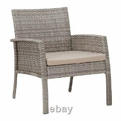 Lucia Grey Rattan Garden Furniture Set 4 Seater Table and 2 Chairs & Bench