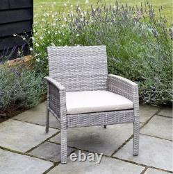 Lucia Grey Rattan Garden Furniture Set 4 Seater Table and 2 Chairs & Bench