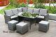 Luxury Garden Rattan Weave Furniture 9 Seater Dining Outdoor Table Sofa Set