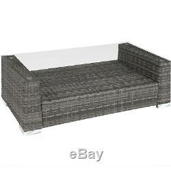 Luxury Rattan Aluminium Garden Furniture Sofa Set Outdoor Wicker 4 Pillows Grey