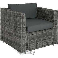 Luxury Rattan Aluminium Garden Furniture Sofa Set Outdoor Wicker 4 Pillows Grey