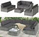 Luxury Rattan Garden Furniture Set 6 Seater Outdoor Patio Corner Sofa Set Lshape