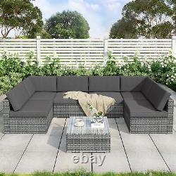 Luxury Rattan Garden Furniture Set 6 Seater Outdoor Patio Corner Sofa Set LShape