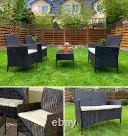 Luxury ratan garden furniture, outdoor 2-seater sofa + 2 armchairs + table