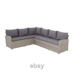 Matara Rattan Corner Sofa and Footstools Garden Furniture Grey ASSEMBLED