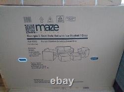 Maze Rattan Garden Furniture Sofa Set Lounger, Ice Bucket, Seats 5 Grey New