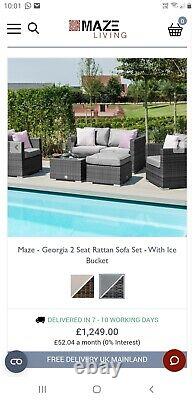 Maze Rattan Garden Furniture Sofa Set Lounger, Ice Bucket, Seats 5 Grey New