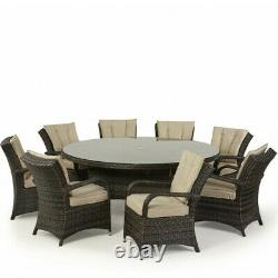 Maze Rattan Garden Furniture Texas 8 Seater Round Table Set in Brown