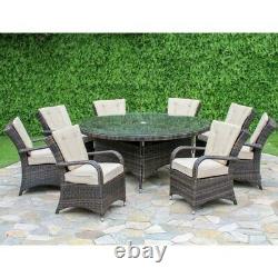 Maze Rattan Garden Furniture Texas 8 Seater Round Table Set in Brown