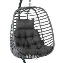 Meigar Hanging Egg Chair Swing Rattan WithHeadrest&Cushion&Stand Garden Furniture